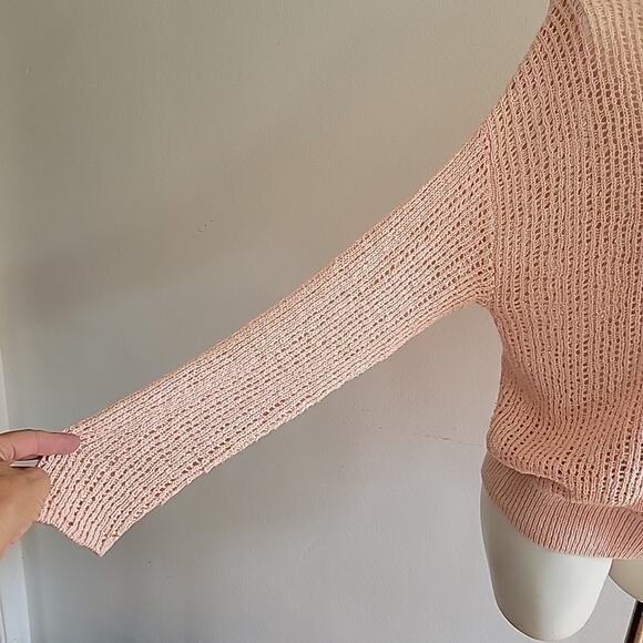 Billabong Sunset Bliss Surplice Loose Knit Pullover Sweater Pink Beachy Feminine - Picture 5 of 13